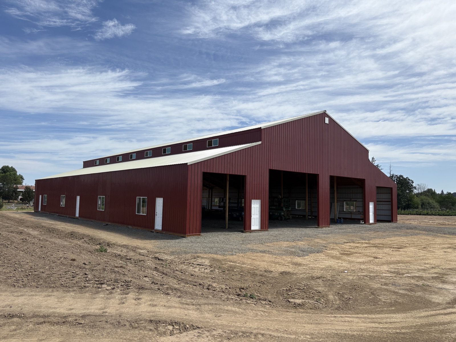 50×120 Monitor-Style Ag Building — Washington County, OR (50×120 main + two 20×120 wings) in Washington County, Oregon, built by Miner Pole Buildings