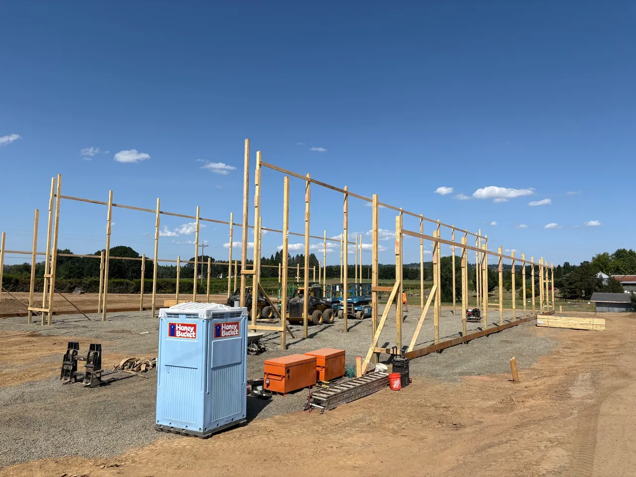 50×120 Monitor-Style Ag Building — Washington County, OR during construction